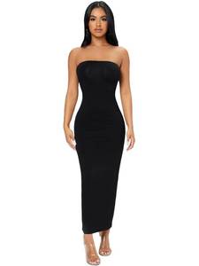 lot 12460 image: Verdusa Womens Strapless Sleeveless Split Back Long Bodycon Tube Dress Black Petite XXS
