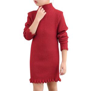 lot 12464 image: YETANLID Little Girls Knit Sweater Dress Long Sleeve Soft Touch Mock Neck Bodycon Dress Christmas Xmas Winter Pullover Sweater Dress Red Size 5-6T