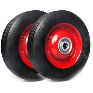 lot 12470 image: (2-Pack) AR-PRO 6� x 1.5� Flat Free Solid Rubber Wheel Assemblies - Replacement Hand Truck Wheels with Ball Bearings and 12� Bore Hole Diameter - Heavy-Duty Solid Rubber Wheels 132 lbs Load Capacity