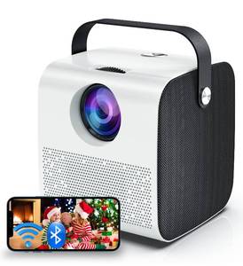 lot 12473 image: 2023 Upgrade Mini Portable Projector with WiFi and Bluetooth for Outdoor Movies, 13000 LUX 1080P HD Video , Compatible w iPhone, TV Stick,PS4,HDMI, Laptop Proyector - Retail $79.97