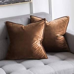 lot 12494 image: MIULEE Pack of 2 Decorative Velvet Throw Pillow Cover Soft Pillowcase Solid Square Cushion Case for Sofa Bedroom Car 24x24 Inch 60x60 Cm Chocolate