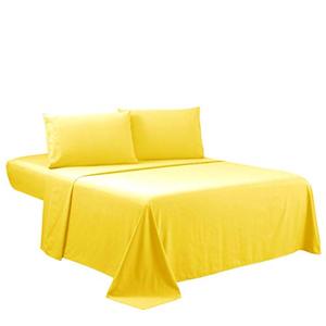 lot 12495 image: Sfoothome Full Sheets Set - Hotel Luxury 4-Piece Bed Set, Extra Deep Pocket, 1800 Series Bedding Set, Wrinkle & Fade Resistant, Sheet & Pillow Case Set (Full, Yellow)