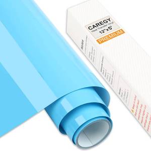 lot 12524 image: CAREGY Iron on Heat Transfer Vinyl Roll HTV (12x5,Light Blue)