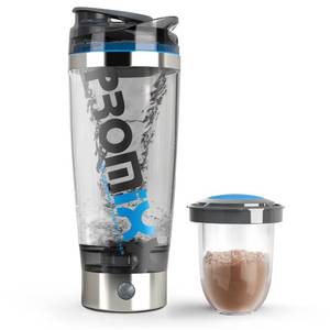lot 12535 image: Promixx Pro Shaker Bottle (iX-R Edition)  Rechargeable, Powerful for Smooth Protein Shakes  includes Supplement Storage - BPA Free  20oz Cup (Silver BlueGray)
