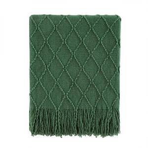 lot 12556 image: BOURINA Green Throw Blanket Textured Solid Soft Sofa Couch Decorative Knitted Blanket, 50 x 60 Green
