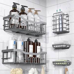 lot 12558 image: EUDELE Shower Caddy 5 Pack,Adhesive Shower Organizer for Bathroom Storage&Home Decor&Kitchen,No Drilling,Large Capacity,Rustproof Stainless Steel Bathroom Organizer,Shower Shelves for Inside Shower