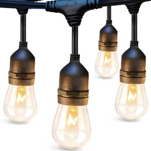 lot 12578 image: addlon 48 FT Outdoor String Lights Commercial Grade Weatherproof Strand, 18 Edison Vintage Bulbs, 15 Hanging Sockets (3 Spare Bulbs), ETL Listed Heavy-Duty Decorative Christmas Lights for Patio Garden