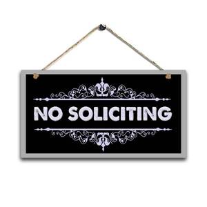 lot 12589 image: Printed Wood Plaque Sign Wall Hanging No Soliciting Sign Do Not Disturb Wall Art Signs Size 11.5 x 6