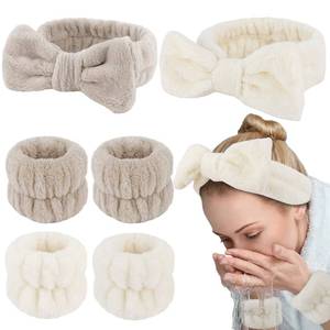 lot 12601 image: WHAVEL 6PCS Spa Headband and Wristband Set, Face Wash Headband Makeup Skincare Headband Wrist Bands for Washing Face
