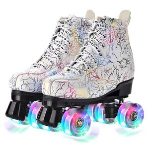 lot 12614 image: PERZCARE Roller Skates for Women,Double Row 4 Wheels Shiny Quad Men Skates,PU Leather High-top Roller Skates for GirlsBoysLadiesUnisex IndoorOutdoor