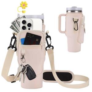 lot 12619 image: JDMYCYCQXF Water Bottle Holder with Strap for Stanley 40 30 Oz Tumbler with HandleStanley Cup Accessories Water Bottle Carrier Bag with Phone Pocket and Slingfor Hiking Travelling Camping