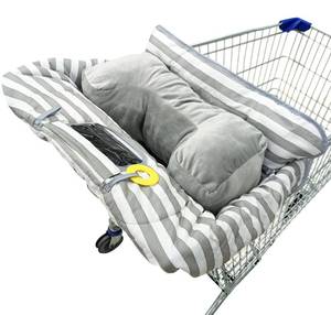 lot 12622 image: Suessie Shopping Cart Cover and High Chair Cover with Bolster Support Pillow, Gray and White Stripe with Cushion