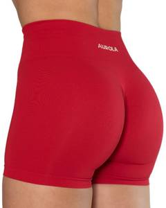 lot 12627 image: AUROLA Dream Collection Workout Shorts for Women Scrunch Seamless Soft High Waist Gym Shorts,Chinese Red,L