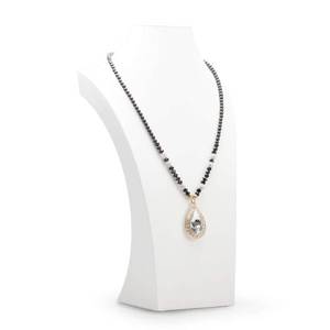 lot 12632 image: Oirlv White Leather Jewelry Bust Necklace Display Stand Trade Show Jewelry Holder (H15.28)