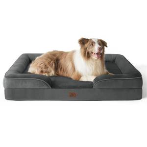 lot 12642 image: Bedsure Orthopedic Dog Bed for Large Dogs - Big Washable Dog Sofa Beds Large, Supportive Foam Pet Couch Bed with Removable Washable Cover, Waterproof Lining and Nonskid Bottom, Dark Grey