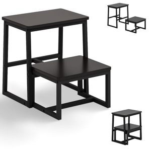 lot 12643 image: iTsst Step Stool for Adults,Holds up to 500Lb,3 in1 Heavy Duty Sturdy Two Step Stool for KichenBathroomHigh beds, Wooden&Metal Frame, Non-Slip Pads
