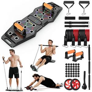lot 12646 image: Foldable Push Up Board, 25-In-1 Multifunction Home Workout Equipment for Upper Body Strength Training, Portable Push Up Board with Color-Coded Variations and Accessories for Chest, Triceps, Back, Arms