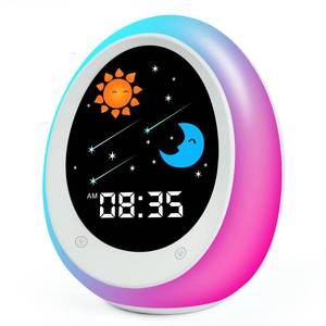 lot 12651 image: Kids Alarm Clock, Childrens Sleep Training Clock with Sun & Moon,Sleep Sound Machine, Night Lights and Timer, Teach Kids When fine to Wake Up & Sleep
