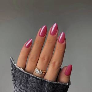lot 12663 image: Hot Pink Chrome Press on Nails Short Oval,Xcreando Mirror Metal Fake Nails Glue on,Plating Artificial Nails Short Length,Metallic False Nails Acrylic Nails,Stick on Nails for Women in 24PCS