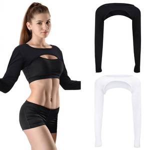 lot 12680 image: 2 Pieces Workout Bolero Shrug Women Crop Tops Long Sleeve Arm Covers Shrug Boleros for Ballet Yoga Sports Dance Shirts Standard Size for Most Women