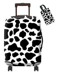 lot 12691 image: Dikoer Luggage Covers for Suitcase & Luggage Tag with Name ID, Luggage Washable Protective Cover Fit 29-30 Inch Luggage, Cow Print