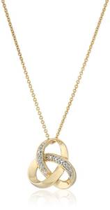 lot 12703 image: Amazon Essentials womens 18K Yellow Gold over Sterling Silver Diamond Knot Pendant Necklace, 18 (previously Amazon Collection)