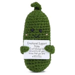 lot 12707 image: Aruigu Handmade Emotional Support Pickled Cucumber Gift, with Positive Card Creative Cute Wool Crochet Pickled Cucumber Doll for New Year Gift Birthday Gifts Party Decoration Encouragement