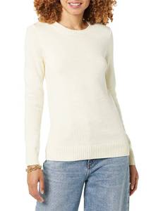 lot 12725 image: Amazon Essentials Womens 100% Cotton Crewneck Sweater (Available in Plus Size), Ecru, Medium