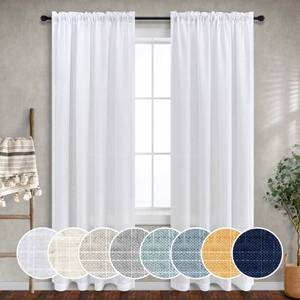 lot 12733 image: Pure White Sheer Curtains 96 Inches Long for Living Room 2 Panels Rod Pocket Draperies Semi Transparent Light Filtering Linen Floor Length Curtain for Dining Room Beach Country Farmhouse Vintage White