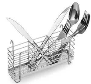 lot 12735 image: KESOL Sturdy 304 Stainless Steel Utensil Drying Rack Basket Holder with Hooks 3 Divided Compartments, Rust Proof, No Drilling