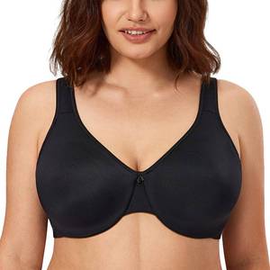 lot 12781 image: CALVENA Womens Minimizer Bra Full Coverage Plus Size Smooth Underwire Seamless Bra Black 32C