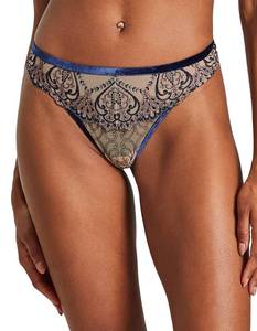 lot 12803 image: Aubade Womens Coeurs Enlaces Thong, Blue (Nightfall), Large