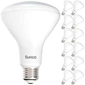 lot 12814 image: Sunco 12 Pack BR30 LED Bulbs, Indoor Flood Lights CRI93 11W Equivalent 65W 3000K Warm White 850 Lumens, E26 Base, 25000 Lifetime Hours Interior Home Residential Dimmable Recessed Can Light Bulbs - UL