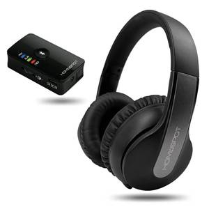 lot 12815 image: HomeSpot Wireless Over-Ear Headphones Transmitter Set for TV Movie Bluetooth 5.3 aptX LL No Delay 50 Hours Immersive Sound Enhanced Volume and Clarity (Digital Optical TOSLINK RCA AUX)