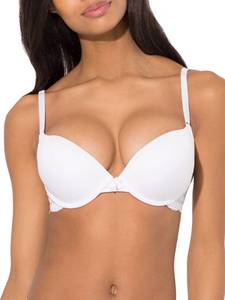 lot 12829 image: Smart & Sexy Womens Maximum Cleavage Underwire Push Up Bra, Available in Single and 2 Packs, White with Lace Wings, 34C