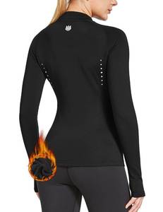 lot 12835 image: FitsT4 Sports Womens Thermal Shirts Long Sleeve Running Fleece Lined Tops Mock Neck Workout Cold Weather Gear Thumbholes Black XL