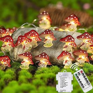 lot 12843 image: KAiSnova Mushroom Decor Cottagecore Room Decor 10FT 30LEDs Mushroom String Lights Battery Powered Mushroom Fairy Light with Remote and Timer for Bedroom Dorm Party Christmas Wedding Patio Decoration