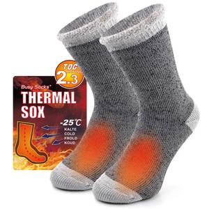 lot 12847 image: Busy Socks Winter Warm Thermal Socks for Men Women Extra Thick Insulated Heated Crew Boot Socks for Extreme Cold Weather, Medium, 1 Pair Light Grey