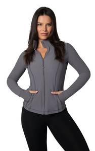 lot 12850 image: 90 Degree By Reflex Matrix Brushed Ribbed Essential Icon Full Zip Long Sleeve Jacket - Excalibur - Large