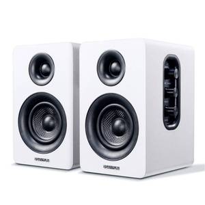 lot 12855 image: Sanyun SW208 3 Active Bluetooth 5.0 Bookshelf Speakers � 60W Carbon Fiber Speaker Unit - Built-in 24bit DAC Dynamic 3D Surround Sound 2.0 Computer PC Monitor Gaming (Pair, White)