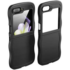 lot 12861 image: Haeuorey for Samsung Galaxy Z Flip 5 Case Wave, Curly Frame Design for Women Girls, Cute Wavy Solid Color Aesthetic Phone Case Soft Flexible TPU Shockproof Full-Body Protective Case Cover (Black)