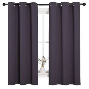 lot 12876 image: NICETOWN Small Window Blackout Curtains, Home Decoration Thermal Insulated Solid Ring Top Blackout CurtainsDrapes for Bedroom(Greyish Purple, Set of 2, 42 x 63 Inch)