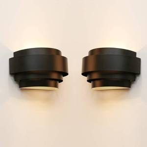 lot 12877 image: LightInTheBox Modern Wall Light, Black Indoor Wall Light Metal Wall Sconce for Home Theater, Staircase, Basement, Bedroom (2PCS)