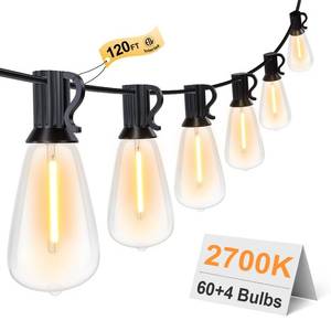 lot 12881 image: GPATIO 120FT Outdoor String Lights, Waterproof Patio Lights with 64 Hanging Lights ST38 Bulbs, 2700k Shatterproof for Backyard Gazebo Porch Garden Outside Decor