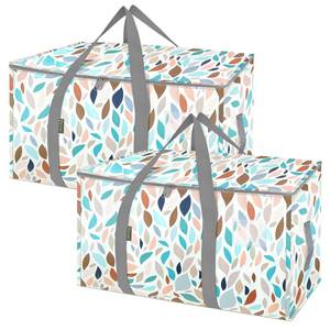 lot 12886 image: BALEINE 2-Pack Oversized Moving Bags with Reinforced Handles, Heavy-Duty Storage Tote for Clothes, Moving Supplies (Mosaic, 2-Pack)