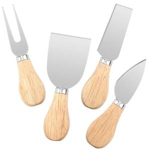 lot 12900 image: UUBAAR Cheese Knife Set, 4 PCS Cheese Knives for Charcuterie Board Utensils, Cheese Knives Set with Wood Handle Steel Stainless Cheese Slicer Cheese Cutter - Mini Knife, Butter Knife & Fork