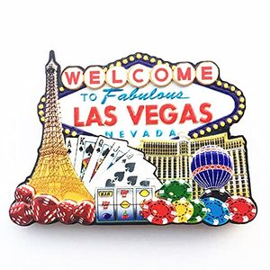 lot 12918 image: 3D Las Vegas Skyline Fridge Magnet Home & Kitchen Decorative Magnetic Sticker, Classic Las Vegas Souvenir, Natural Resin Sign