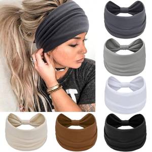 lot 12929 image: AWUMBUK Wide Headbands for Women Knotted No Slip Head Bands Soft Turban Headband Hair Accessories Boho African Solid Color Head Wraps for Women Yoga Workout Pack of 6(Classic)
