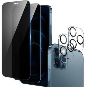 lot 12933 image: Fotbor for iPhone 12 Pro Max Privacy Screen Protector 2 Pack and Camera Lens Protector 2 Pack, 2X AntiSpy with Easy Installation Tray Shatterproof 9H Tempered Glass Film for Apple iPhone 12