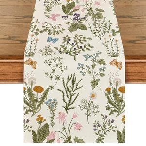 lot 12938 image: Artoid Mode Wildflowers Floral Spring Table Runner, Seasonal Summer Butterfly Kitchen Dining Table Decoration for Home Party 13x72 Inch